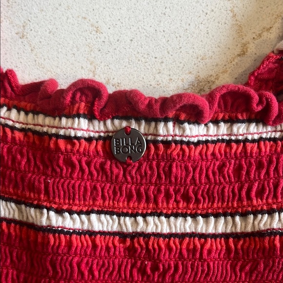 Billabong Women's Red Striped Top - Picture 3 of 3